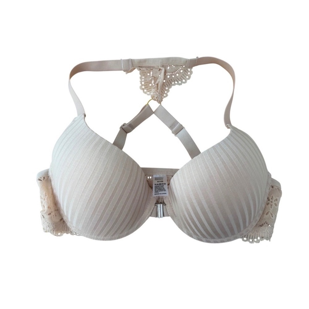 3pcs Elegant Lace Front Closure Push Up Bra Set White Black & Nude Size 38D NWT - Picture 3 of 4